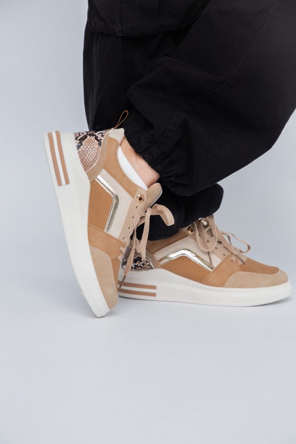 Pantofi sport dama design alb cu kaki (BS209EV2307081) 123