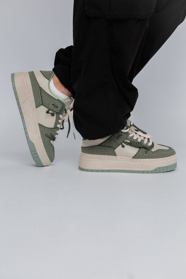 Pantofi sport dama talpa groasa bej cu verde (BS303A2307175) 123