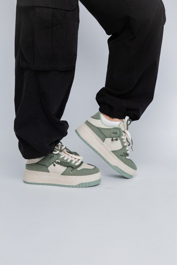 Pantofi sport dama talpa groasa bej cu verde (BS303A2307175) 121