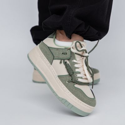 Pantofi sport dama talpa groasa bej cu verde (BS303A2307175)