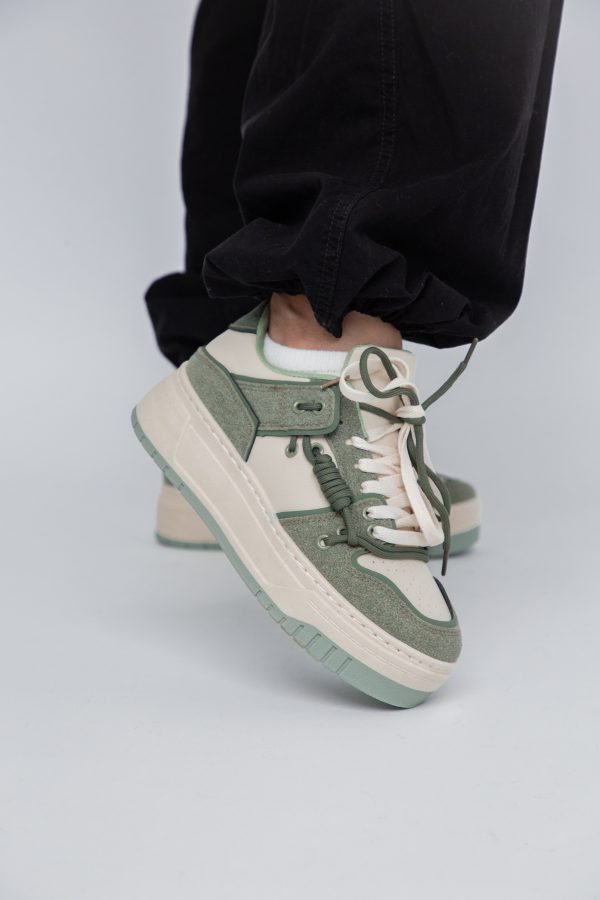 Pantofi sport dama talpa groasa bej cu verde (BS303A2307175) 119