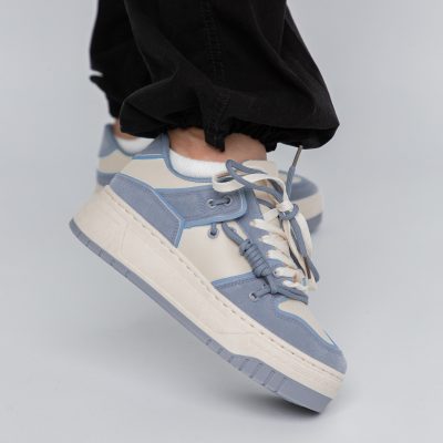 Pantofi sport dama talpa groasa bej cu albastru (BS303A2307174)