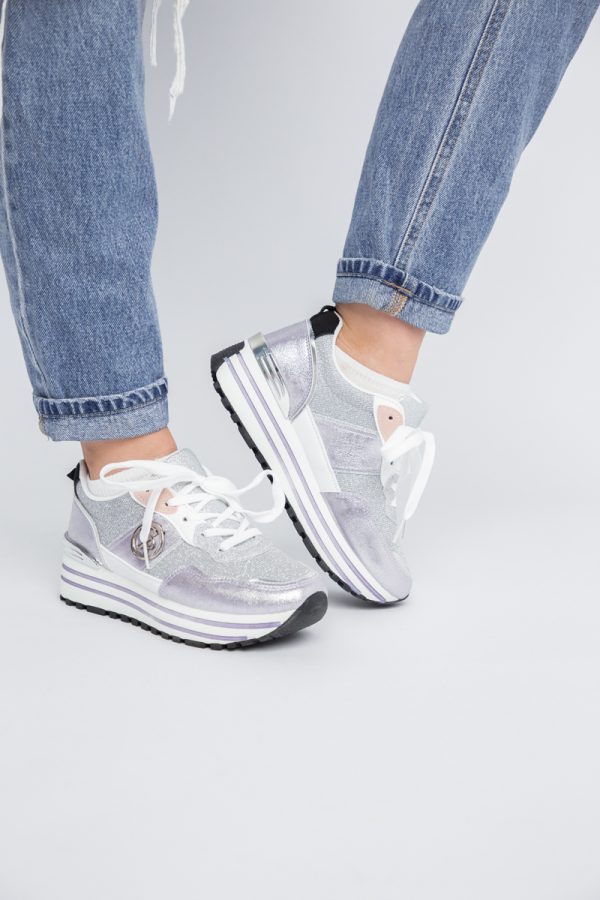 Pantofi sport dama cu elemente alb cu argintiu (BS2195Q2307161) 119