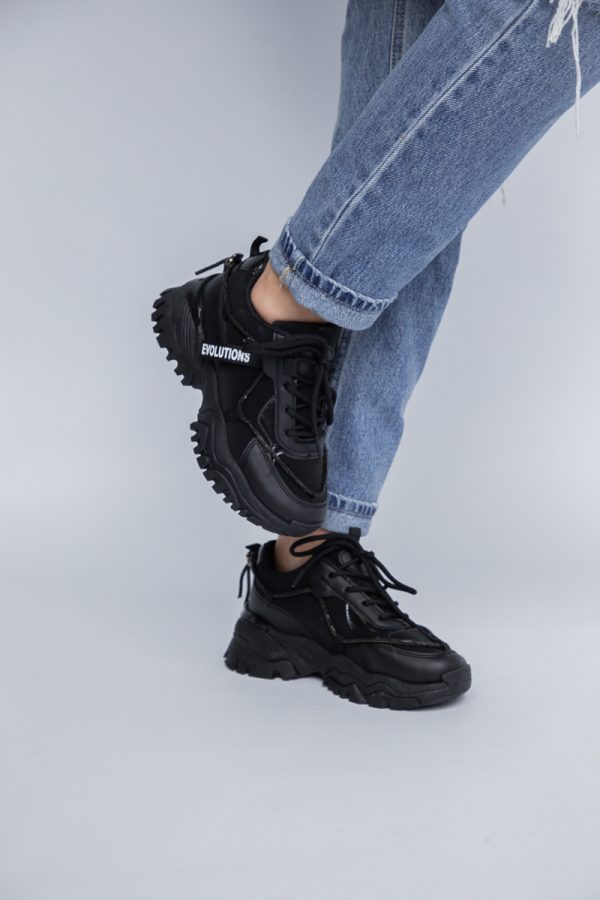 Pantofi sport dama cu banda cu pietricele negru (BS231EV2307122) 119