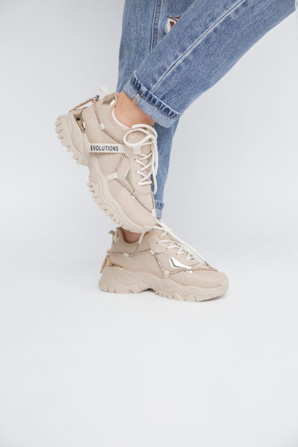 Pantofi sport dama cu banda cu pietricele bej (BS231EV2307121) 119