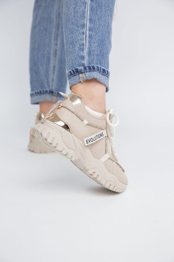 Pantofi sport dama cu banda cu pietricele bej (BS231EV2307121) 123