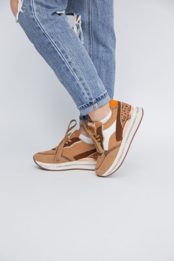 Pantofi sport dama cu elemente maro cu auriu (BS201EV2307072) 119