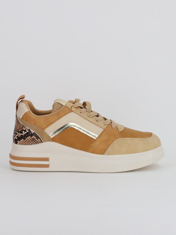 Pantofi sport dama design alb cu kaki (BS209EV2307081) 122