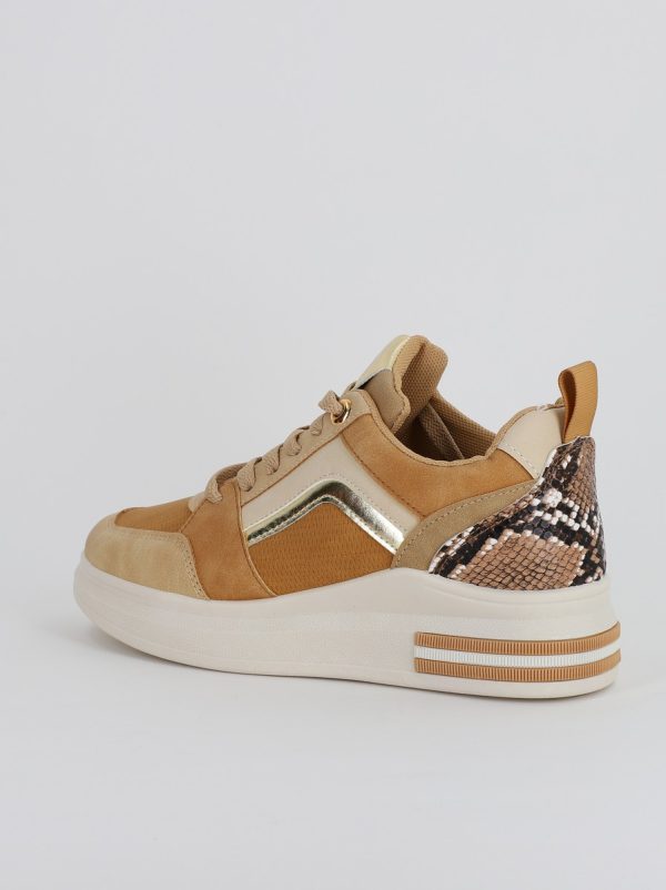 Pantofi sport dama design alb cu kaki (BS209EV2307081) 124