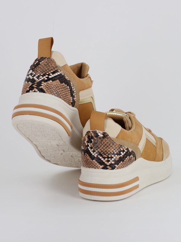 Pantofi sport dama design alb cu kaki (BS209EV2307081) 120