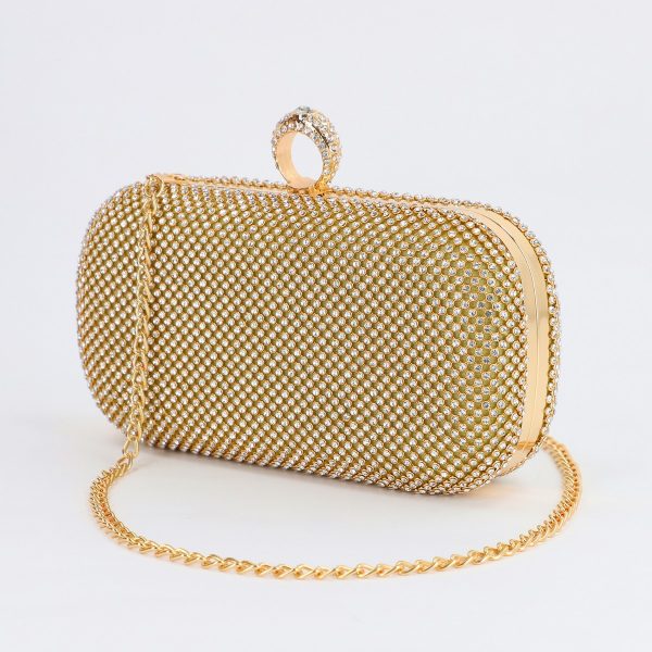 Clutch cu Pietre - Geanta dama clutch pentru evenimente speciale cu cristale Auriu (BS4015V2306710)