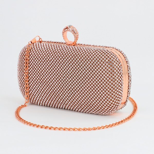 Clutch cu Pietre - Geanta dama clutch pentru evenimente speciale cu cristale Sampanie (BS4015V2306713)
