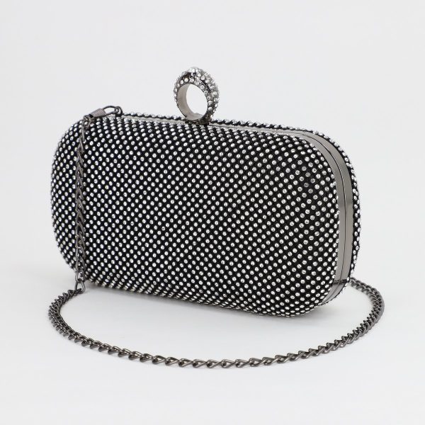 Clutch cu Pietre - Geanta dama clutch pentru evenimente speciale cu cristale Negru (BS4015V2306711)
