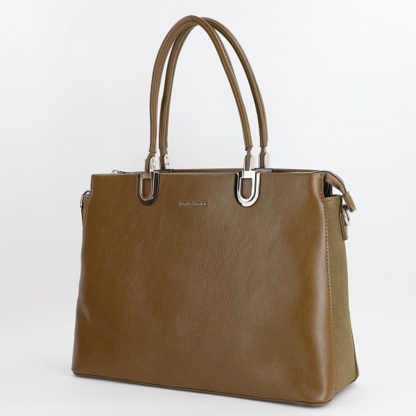 Geantă office damă din piele ecologică Verde olive texturată David Jones BS6563CM2307144 121