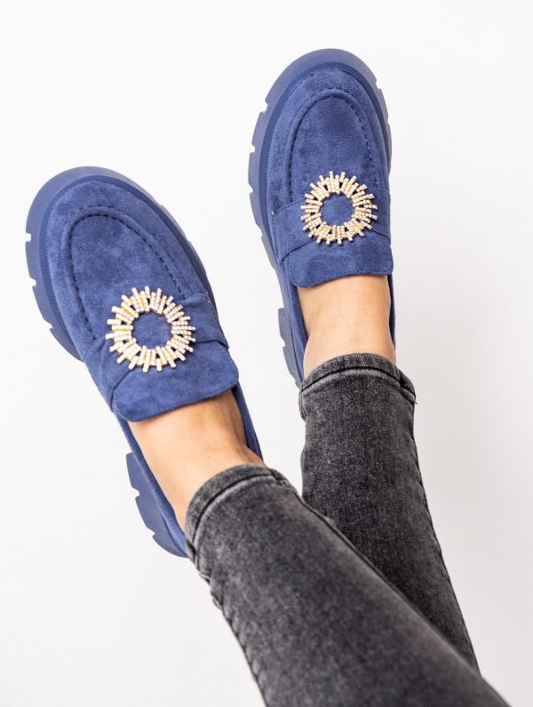 Mocasini Dama tapla groasa cu pietricele Albastru (BS1709G2307035) 119