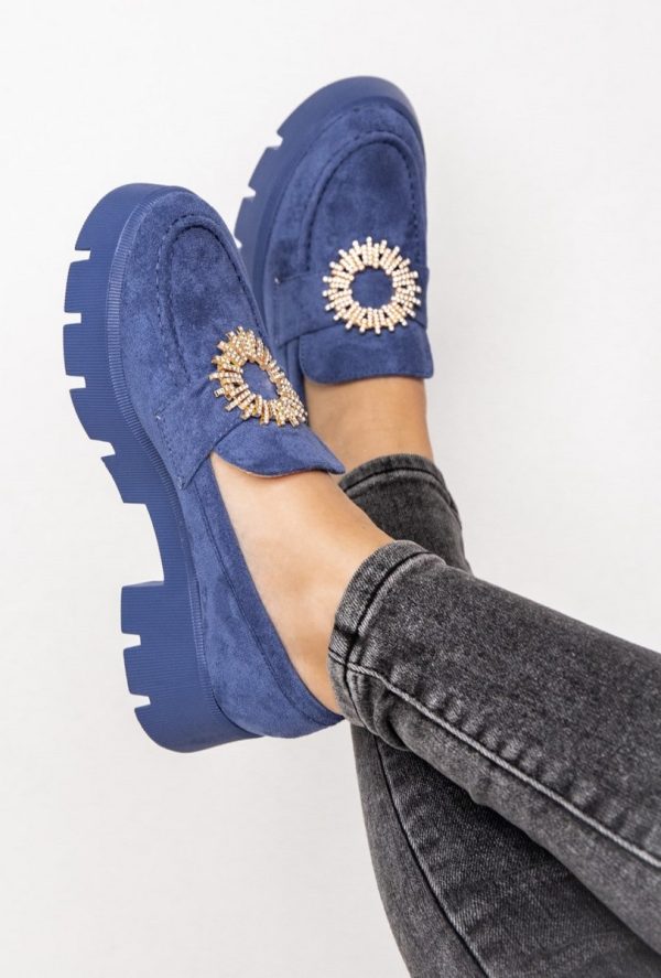 Mocasini Dama tapla groasa cu pietricele Albastru (BS1709G2307035) 121