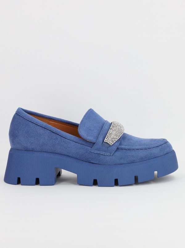 Mocasini Dama tapla groasa cu pietricele Albastru (BS1710G2307036) 122