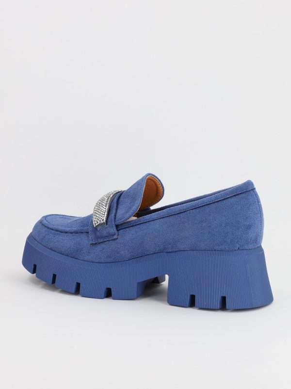 Mocasini Dama tapla groasa cu pietricele Albastru (BS1710G2307036) 123