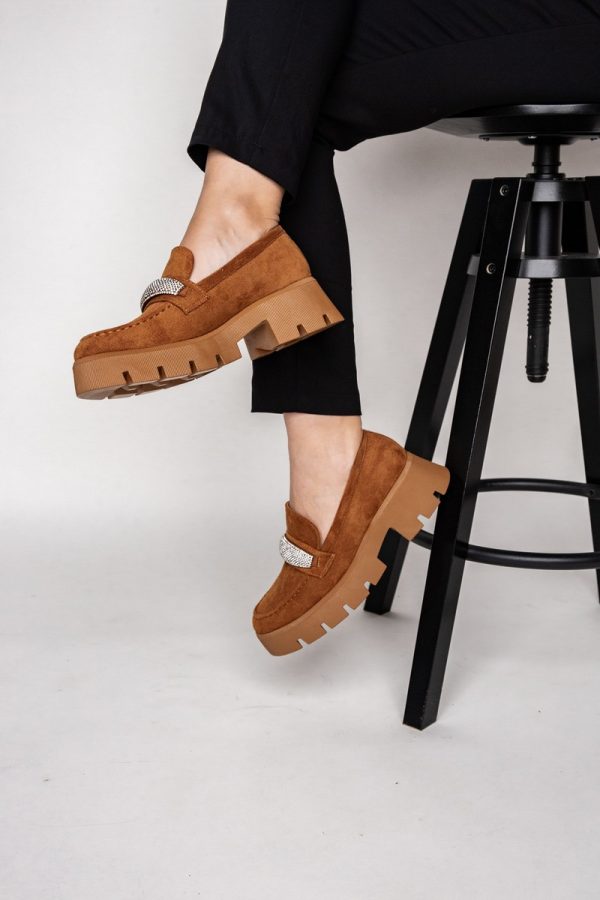 Mocasini Dama tapla groasa cu pietricele Camel (BS1710G2307039) 121