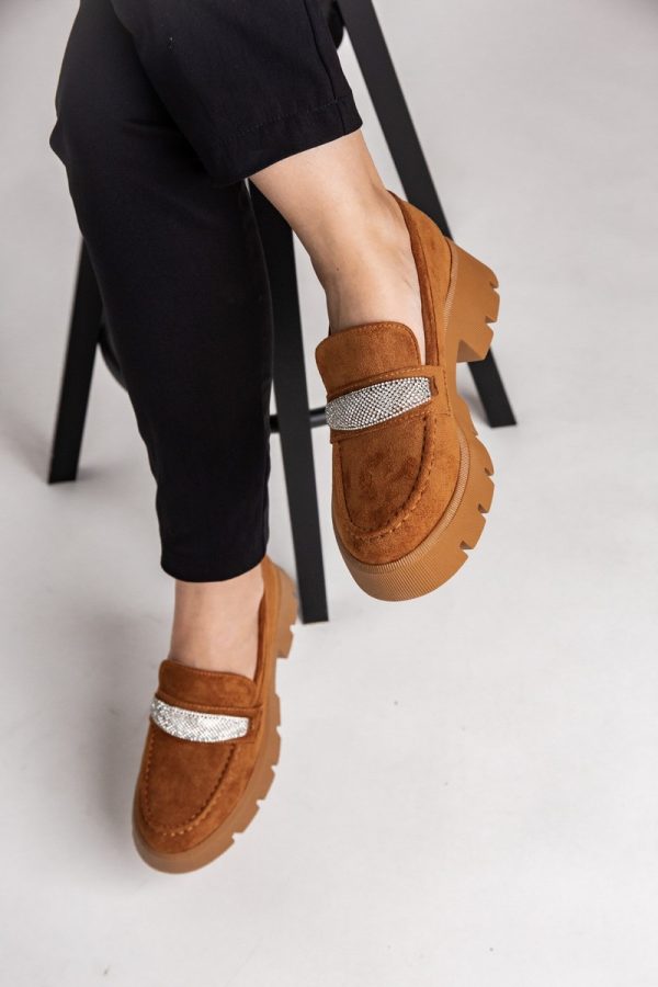Mocasini Dama tapla groasa cu pietricele Camel (BS1710G2307039) 119