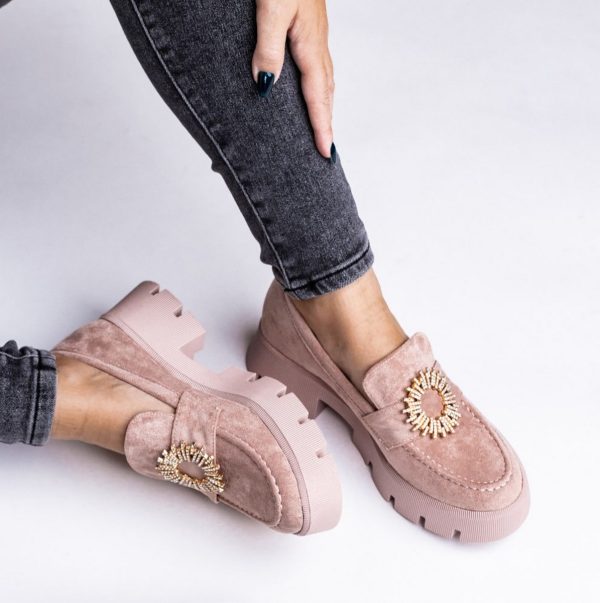 Mocasini Dama tapla groasa cu pietricele Roz (BS1709G2307034) 121