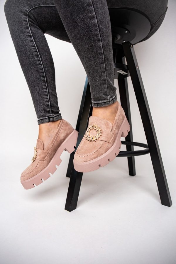 Mocasini Dama tapla groasa cu pietricele Roz (BS1709G2307034) 119