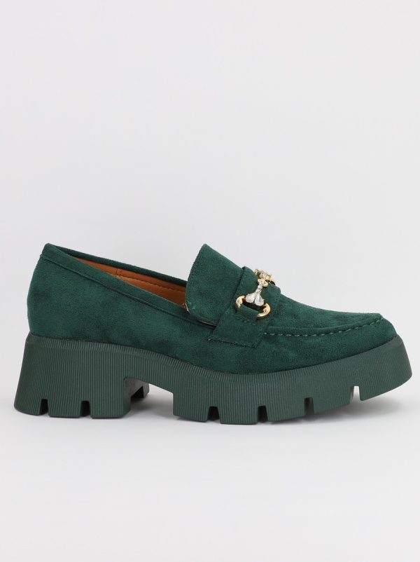 Mocasini Dama tapla groasa cu pietricele Verde (BS1708G2307043) 122