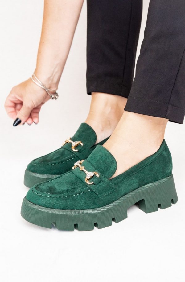 Mocasini Dama tapla groasa cu pietricele Verde (BS1708G2307043) 121