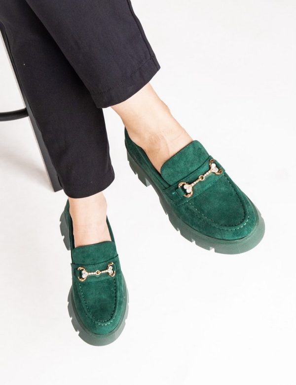Mocasini Dama tapla groasa cu pietricele Verde (BS1708G2307043) 119