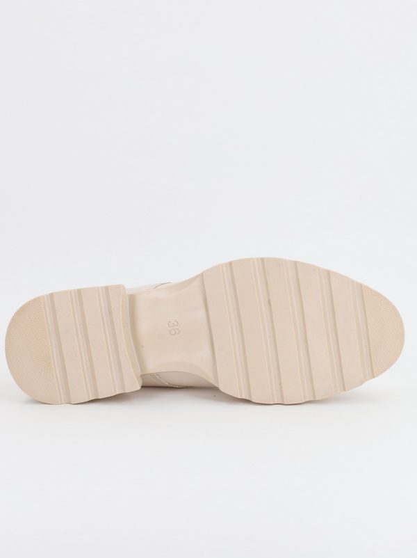 Pantofi Casual Dama crem lucios Piele Ecologica cu Varf Rotund - BS707P2307015 120