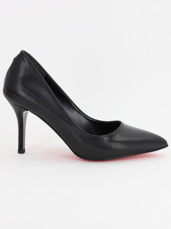 Pantofi Dama cu Toc subtire stiletto din Piele Eco cu negru cu dungi (BS795AY2307029) 120