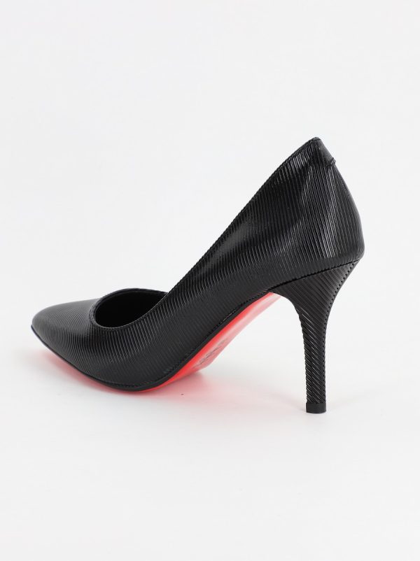 Pantofi Dama cu Toc subtire stiletto din Piele Eco cu negru cu dungi (BS795AY2307029) 121