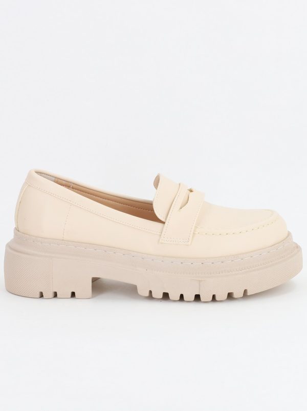 Pantofi Loafers Dama Piele Eco Bej mat Varf Rotund - BS200AY2307012 120
