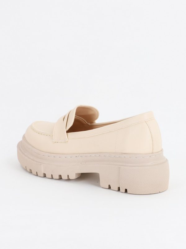 Pantofi Loafers Dama Piele Eco Bej mat Varf Rotund - BS200AY2307012 121