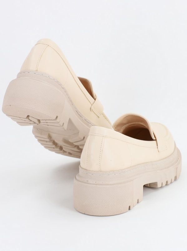 Pantofi Loafers Dama Piele Eco Bej mat Varf Rotund - BS200AY2307012 119