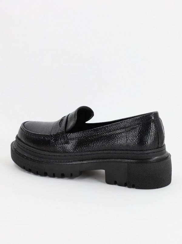 Pantofi Loafers Dama Piele Eco Negru lucios Varf Rotund - BS200AY2307009 121