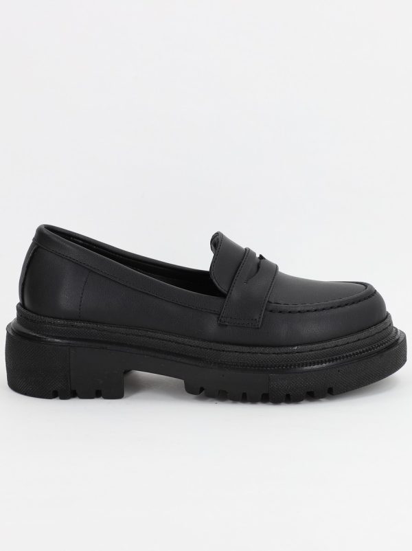 Pantofi Loafers Dama Piele Eco Negru mat Varf Rotund - BS200AY2307011 120