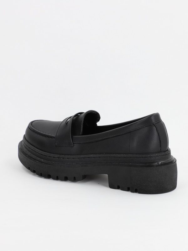 Pantofi Loafers Dama Piele Eco Negru mat Varf Rotund - BS200AY2307011 121