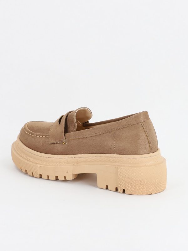 Pantofi Loafers Dama Piele Eco intoarsă Taupe Varf Rotund - BS200AY2307008 121