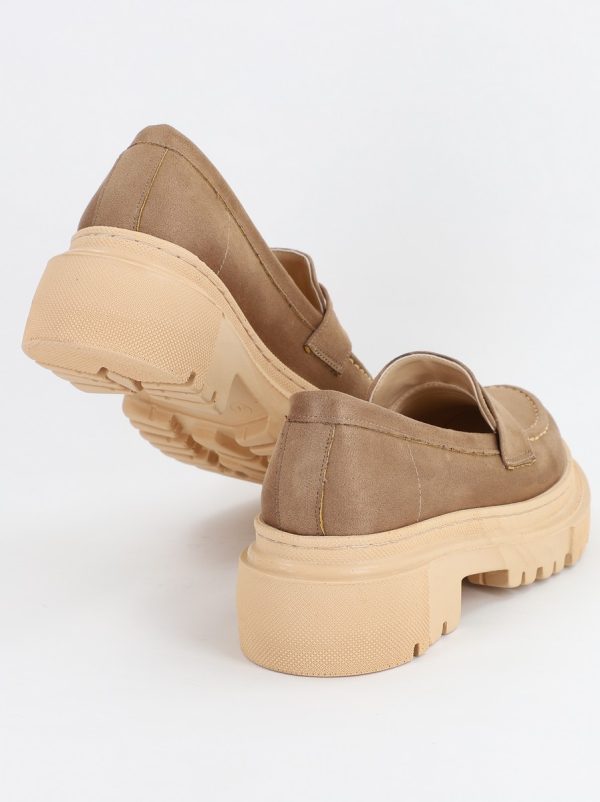 Pantofi Loafers Dama Piele Eco intoarsă Taupe Varf Rotund - BS200AY2307008 119