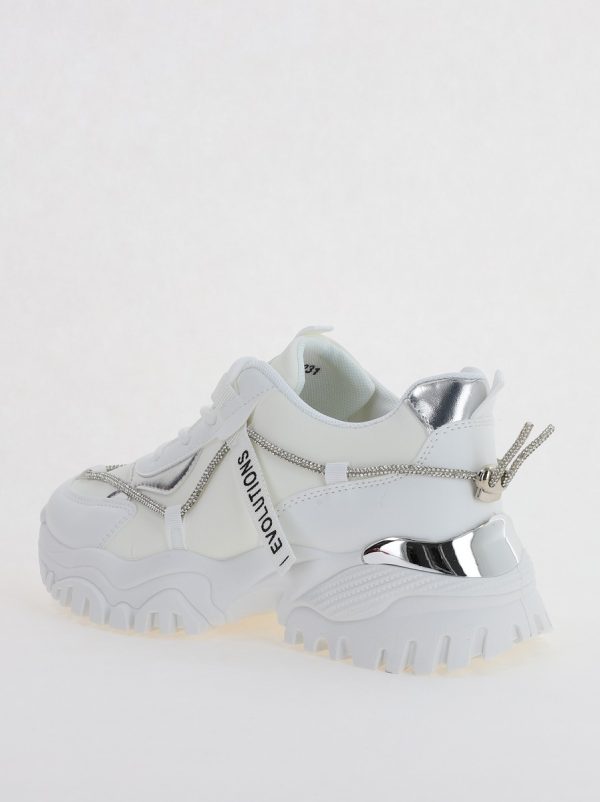 Pantofi sport dama cu banda cu pietricele alb (BS231EV2307120) 124