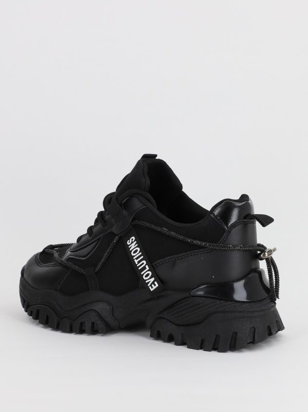 Pantofi sport dama cu banda cu pietricele negru (BS231EV2307122) 124