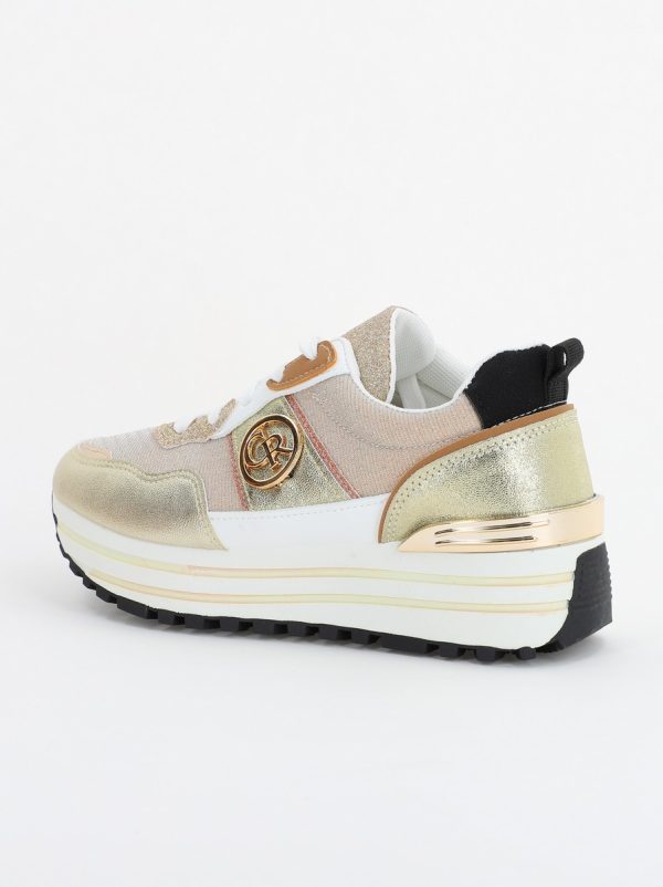 Pantofi sport dama cu elemente alb cu auriu (BS2195Q2307160) 124