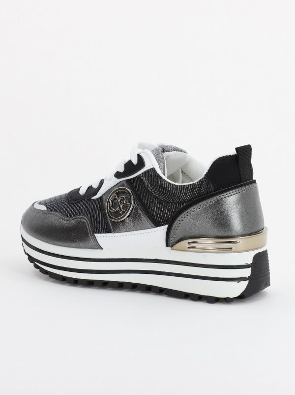 Pantofi sport dama cu elemente alb cu gri (BS2195Q2307159) 124