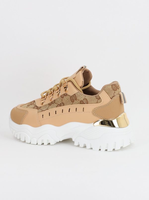 Pantofi sport dama cu elemente alb cu kaki (BS227EV2307115) 124