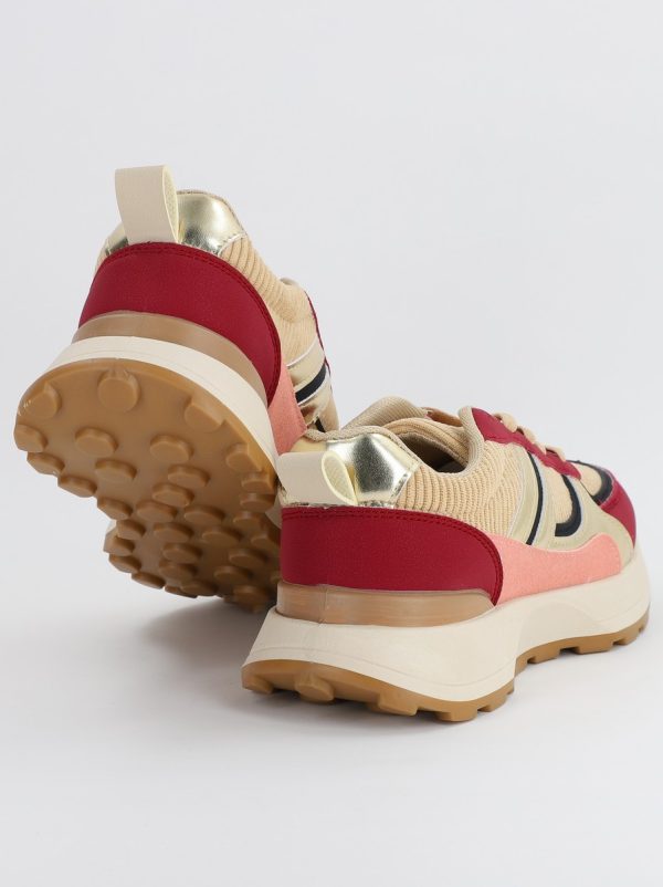 Pantofi sport dama cu elemente design visiniu cu auriu(BS301A2307180) 120