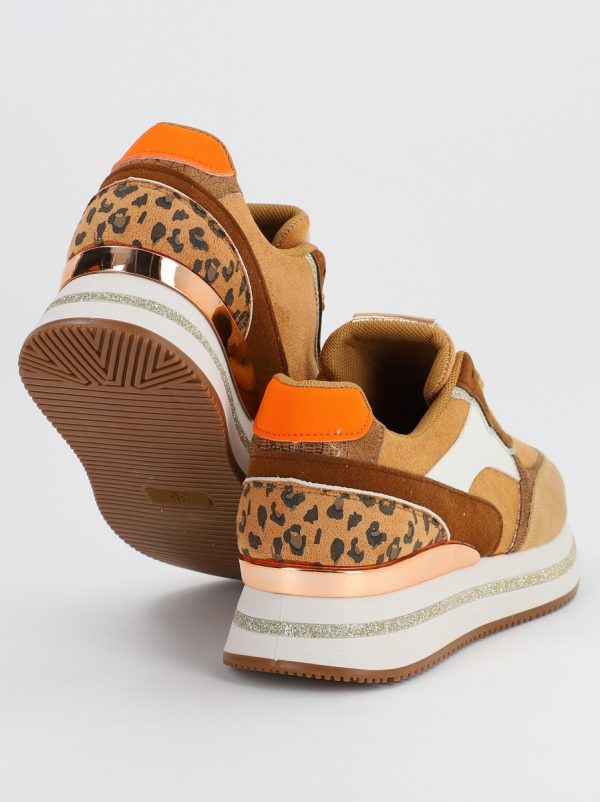 Pantofi sport dama cu elemente maro cu auriu (BS201EV2307072) 125
