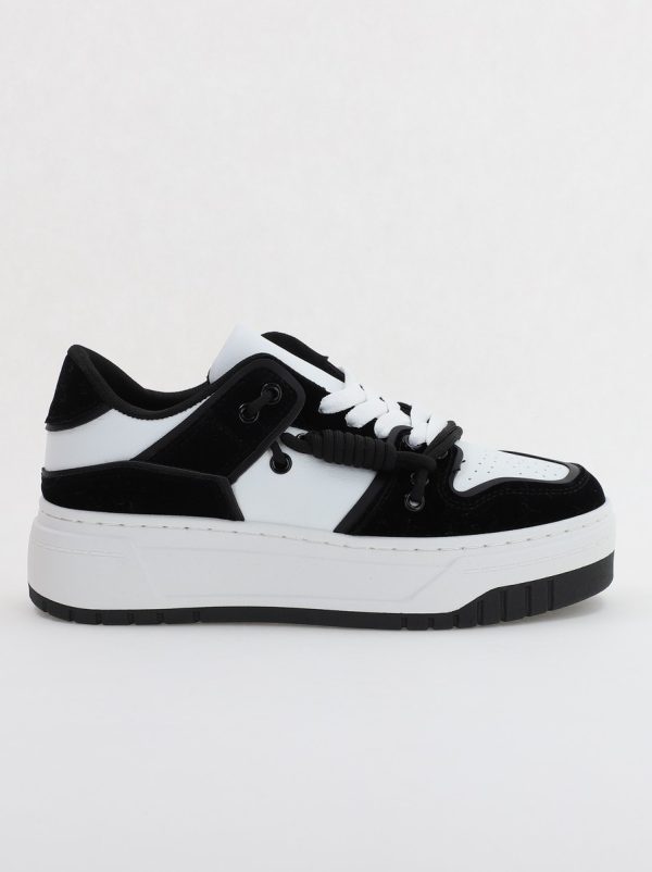 Pantofi sport dama cu talpa groasa alb cu negru (BS305A2307171) 120