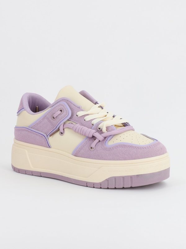Pantofi Sport Dama - Pantofi sport dama talpa groasa bej cu mov (BS303A2307172)