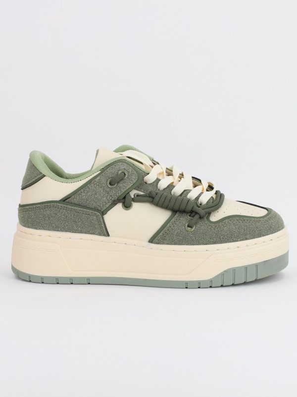 Pantofi sport dama talpa groasa bej cu verde (BS303A2307175) 122